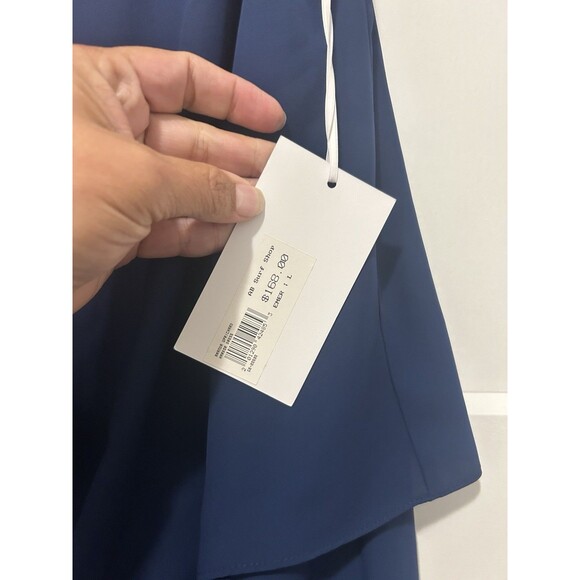 Amanda Uprichard Sleeveless Mini Dress Size Large V Neck Navy Blue Layer Chiffon - Picture 3 of 6